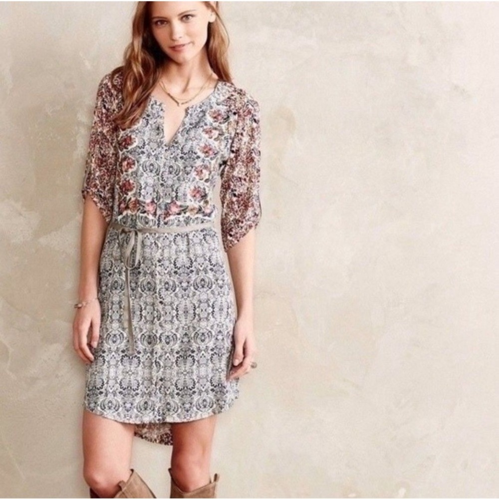 Bohemian Floral Mini Dress in Multi-Color